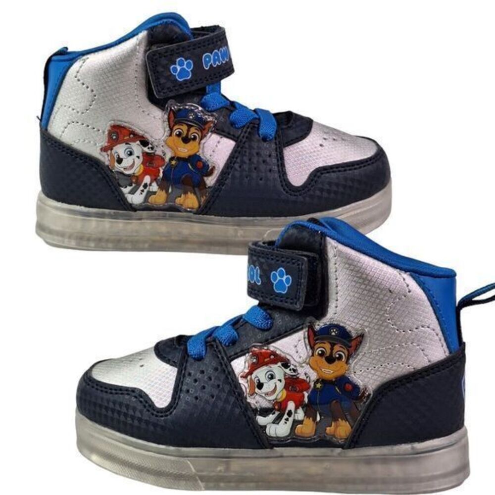 Paw Patrol High Sneakers for Boys with lights Blue/Silver Color Size‎ 6 (14Cm)